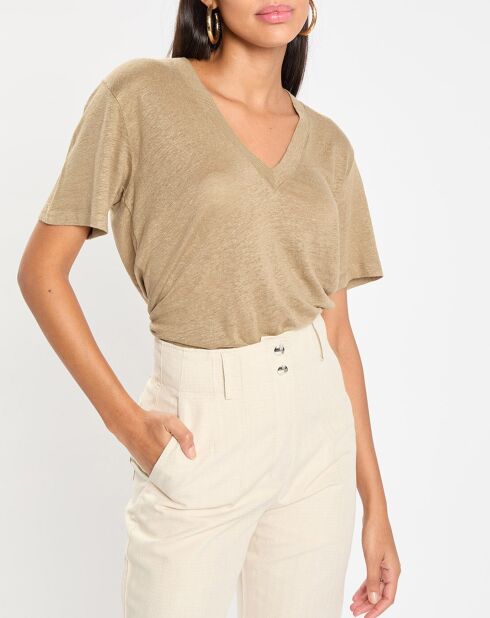 T-Shirt 100% Lin Jeyla beige foncé