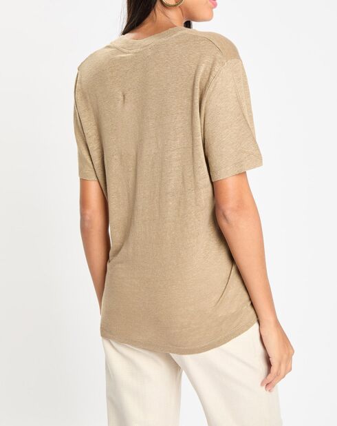 T-Shirt 100% Lin Jeyla beige foncé
