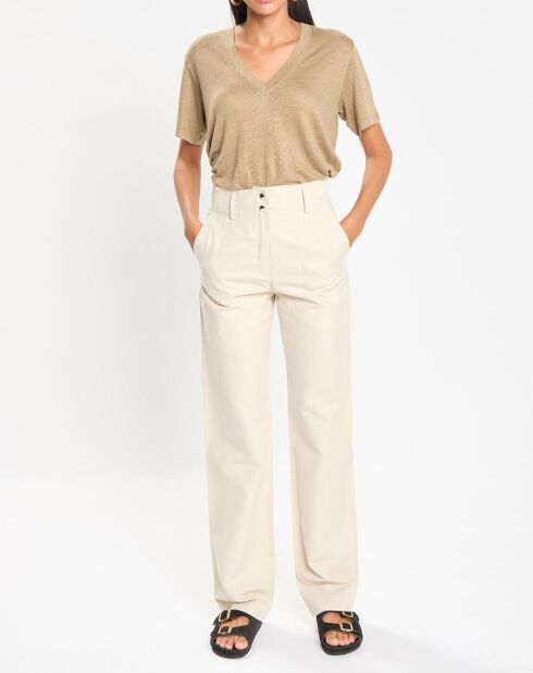 T-Shirt 100% Lin Jeyla beige foncé