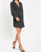 Robe Gaida rayures lurex noir/argenté