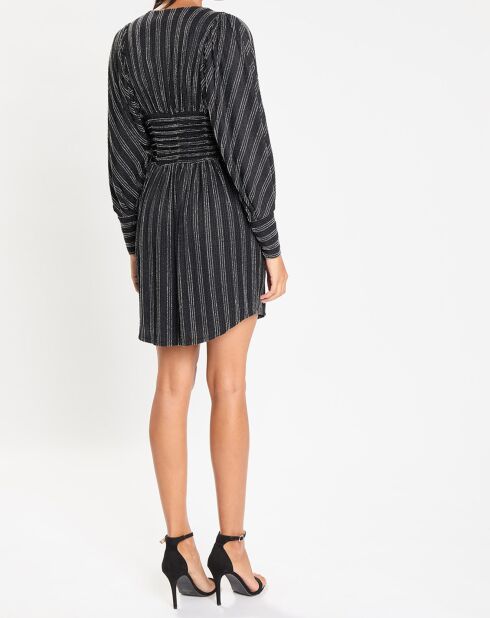 Robe Gaida rayures lurex noir/argenté
