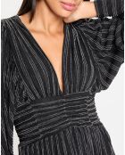 Robe Gaida rayures lurex noir/argenté
