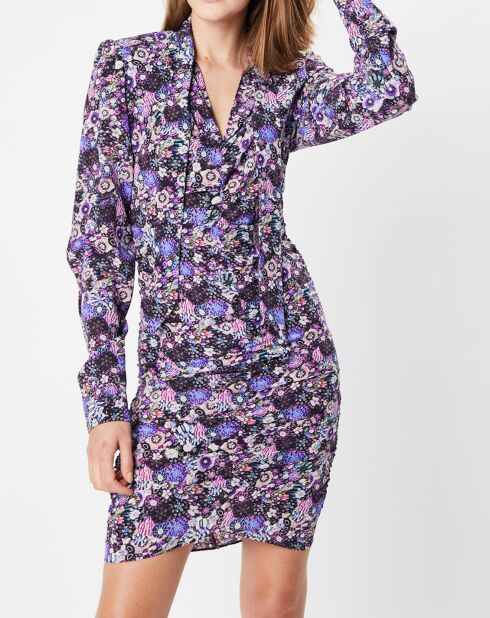Robe en Soie mélangée Sandrine imprimée violette