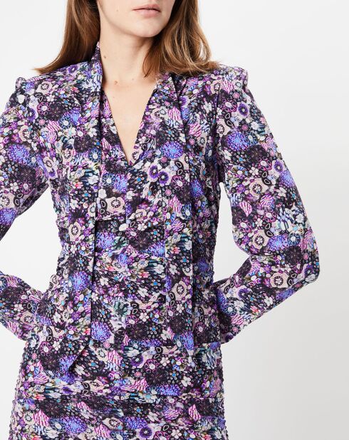 Robe en Soie mélangée Sandrine imprimée violette