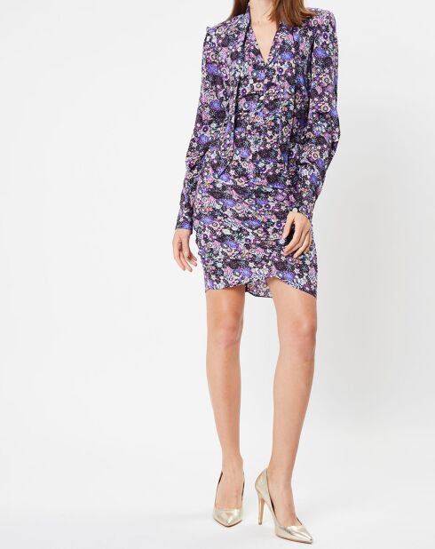 Robe en Soie mélangée Sandrine imprimée violette