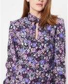 Robe en Soie mélangée Sandrine imprimée violette