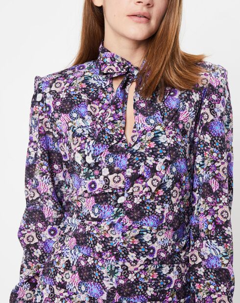 Robe en Soie mélangée Sandrine imprimée violette