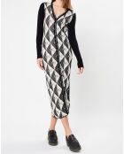 Robe longue en maille noir/blanc