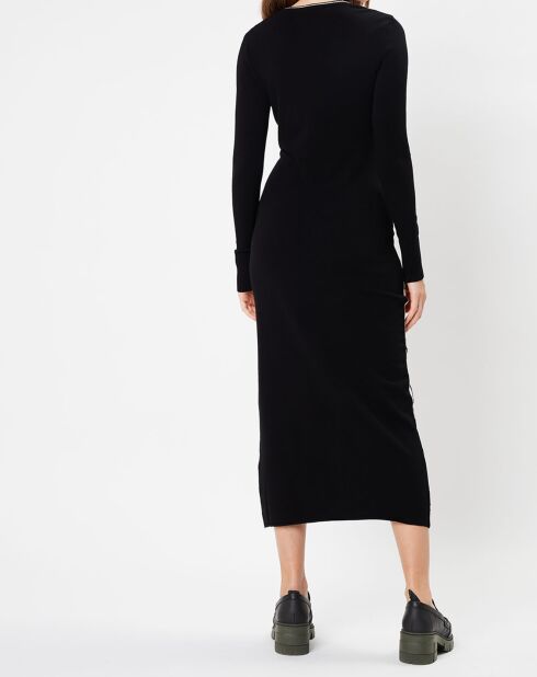 Robe longue en maille noir/blanc