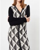 Robe longue en maille noir/blanc