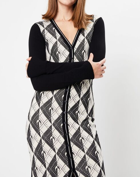 Robe longue en maille noir/blanc