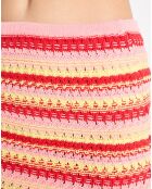 Jupe en Maille Chunky rayée rose