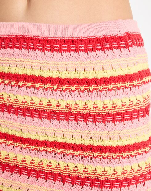 Jupe en Maille Chunky rayée rose