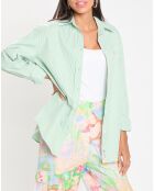Chemise logo embroidered rayée vert/blanc
