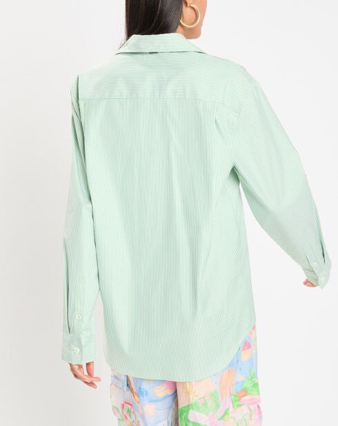 Chemise logo embroidered rayée vert/blanc