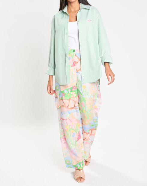 Chemise logo embroidered rayée vert/blanc