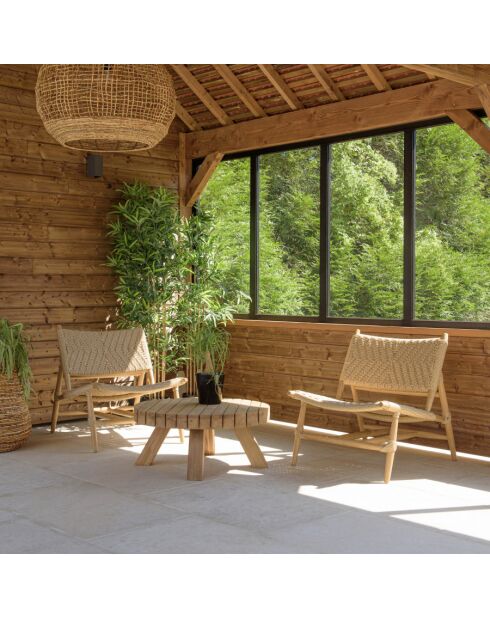 VALERIA - Lot nr. 35 Gerecycleerd teakhouten tuinmeubilair synthetisch rotan 2 pers.