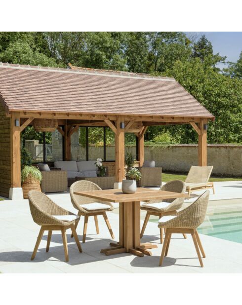 Mobili da giardino in teak riciclato e rattan sintetico per 4 persone Kally