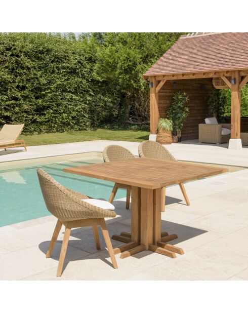 Mobili da giardino in teak riciclato e rattan sintetico per 4 persone Kally