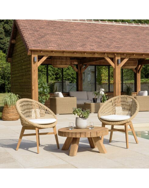 VALERIA - Lot n°33 Gartenmöbel aus recyceltem Teakholz aus synthetischem Rattan 2 Personen