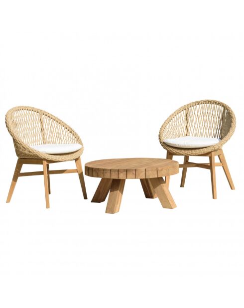 VALERIA - Lot n°33 Gartenmöbel aus recyceltem Teakholz aus synthetischem Rattan 2 Personen