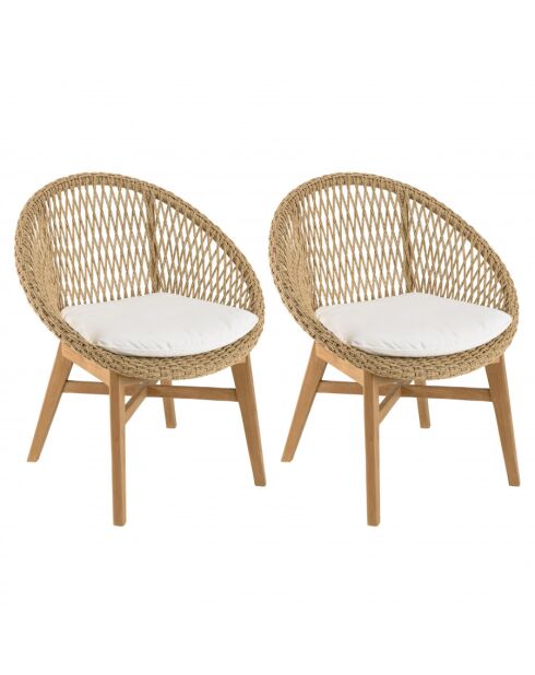 VALERIA - Lot n°33 Gartenmöbel aus recyceltem Teakholz aus synthetischem Rattan 2 Personen