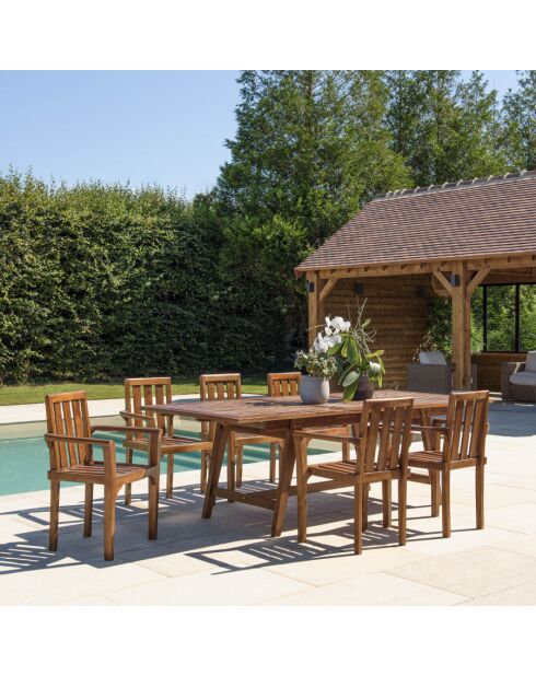 HANNA - Salon de jardin en teck huilé 8/10 personnes