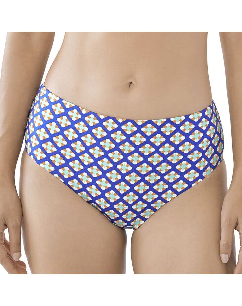 Bas de maillot de bain taille haute Din bleu