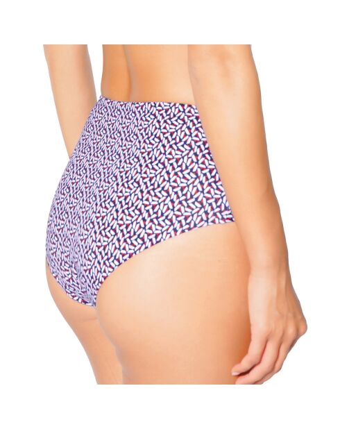 Bas de maillot de bain taille haute Croisette bleu marine