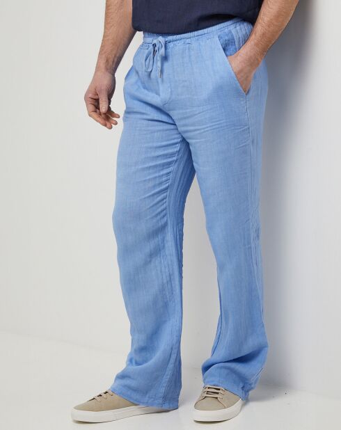 Pantalon 100% Lin Thibault bleu indigo