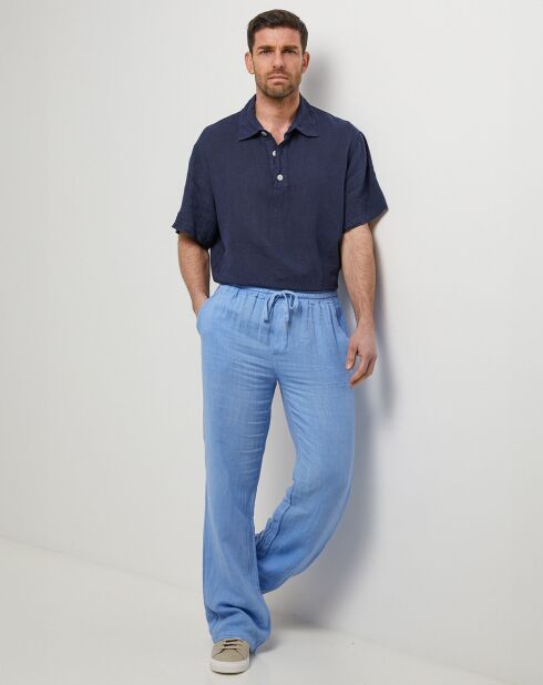 Pantalon 100% Lin Thibault bleu indigo
