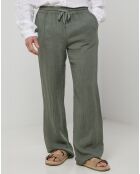 Pantalon 100% Lin Thibault vert kaki