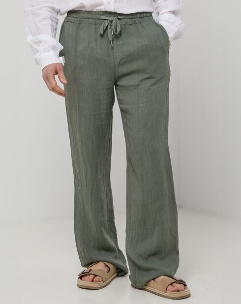 Pantalon 100% Lin Thibault vert kaki