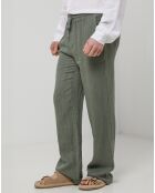 Pantalon 100% Lin Thibault vert kaki