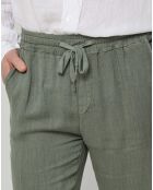 Pantalon 100% Lin Thibault vert kaki