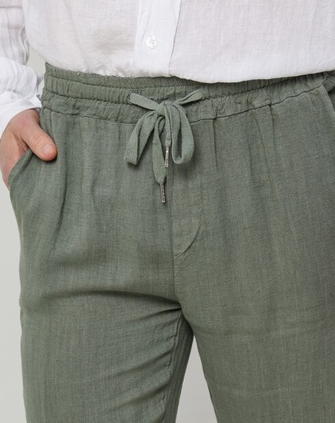 Pantalon 100% Lin Thibault vert kaki