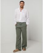 Pantalon 100% Lin Thibault vert kaki