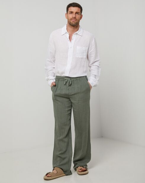 Pantalon 100% Lin Thibault vert kaki