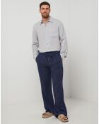 Pantalon 100% Lin Thibault bleu marine