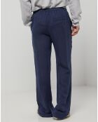 Pantalon 100% Lin Thibault bleu marine