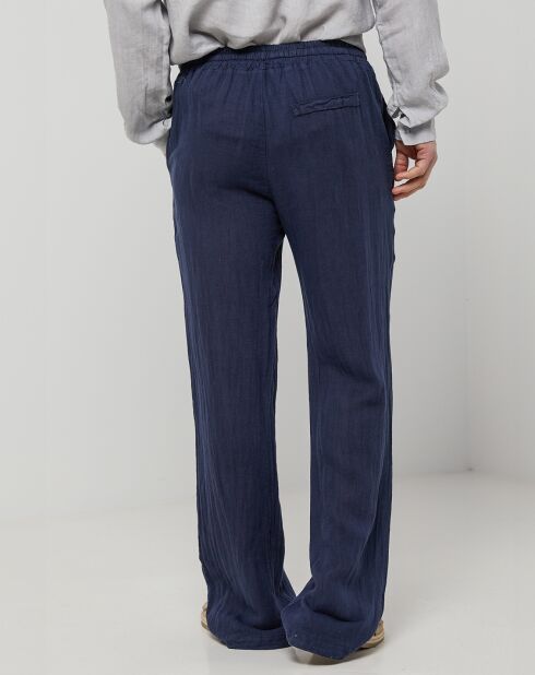 Pantalon 100% Lin Thibault bleu marine