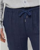 Pantalon 100% Lin Thibault bleu marine