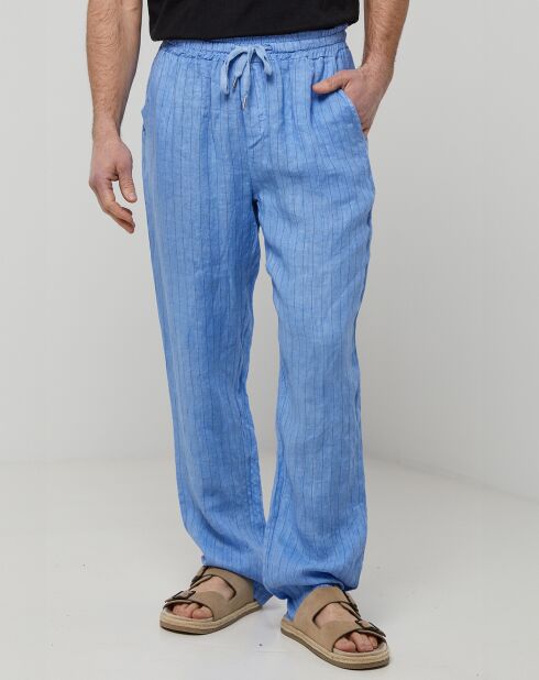 Pantalon 100% Lin Théo bleu indigo