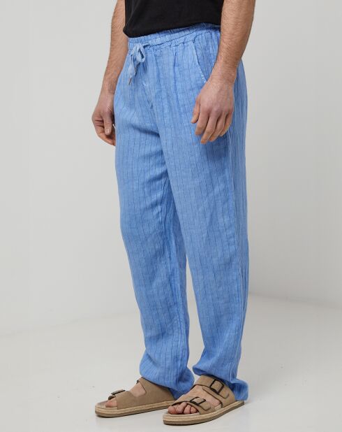 Pantalon 100% Lin Théo bleu indigo
