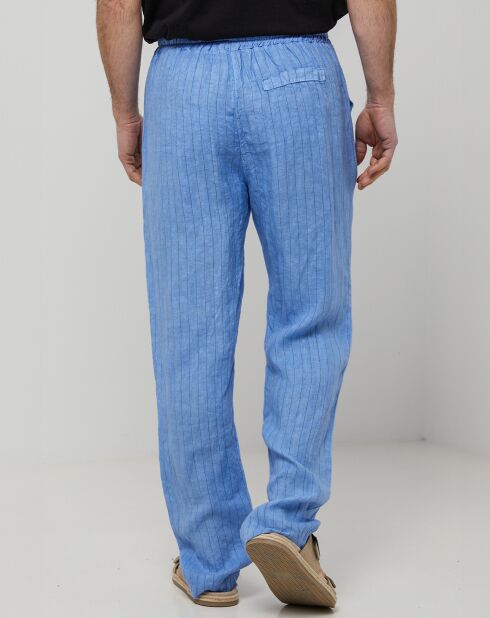 Pantalon 100% Lin Théo bleu indigo