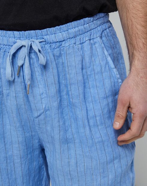 Pantalon 100% Lin Théo bleu indigo