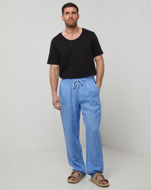 Pantalon 100% Lin Théo bleu indigo