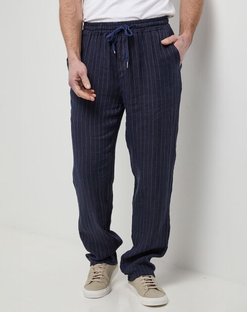 Pantalon 100% Lin Théo bleu marine