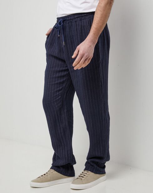 Pantalon 100% Lin Théo bleu marine