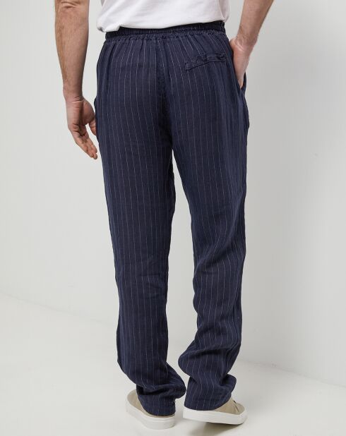 Pantalon 100% Lin Théo bleu marine